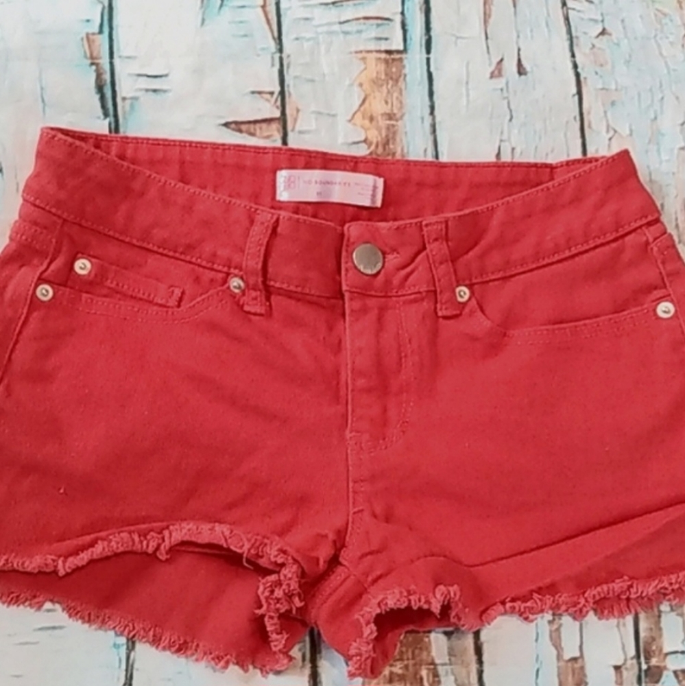 🔷️3-$15🔷️NOBO | Red Cut-off Denim Jean Short Shorts Raw Hem Size 11